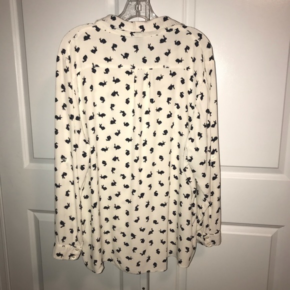 ASOS Curve Rabbit Print Blouse Black Bunny Shirt - Picture 6 of 8